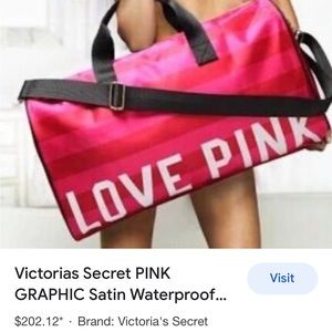 Rare satin duffle tote gym bag love pink logo